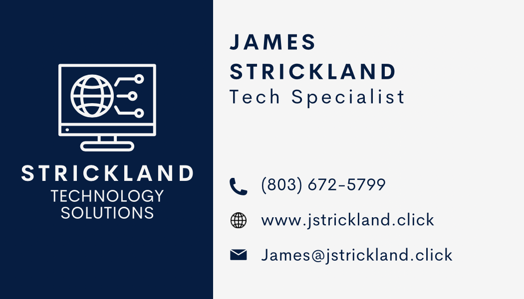 Business card with contact info